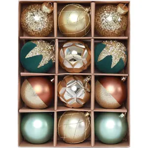 Christmas Tree Ornaments Decorations Set-12ct 2.36 Inch Green   Ornaments for Christmas Tree Shatterproof  Ball Ornament Bulk,Xmas Tree Tabletop Decorations for Holiday Decor