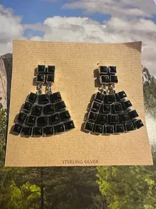 Beautiful Handmade Onyx Post Dangle Earrings By Dan Dodson
