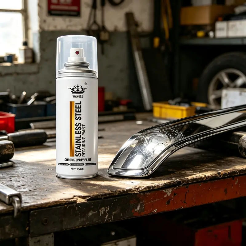 Mirror Finish Chrome Repair Spray, Multi-Purpose Silver Metal Spray for Automotive Rims, Motorcycle Parts, Home Hardware Restoration