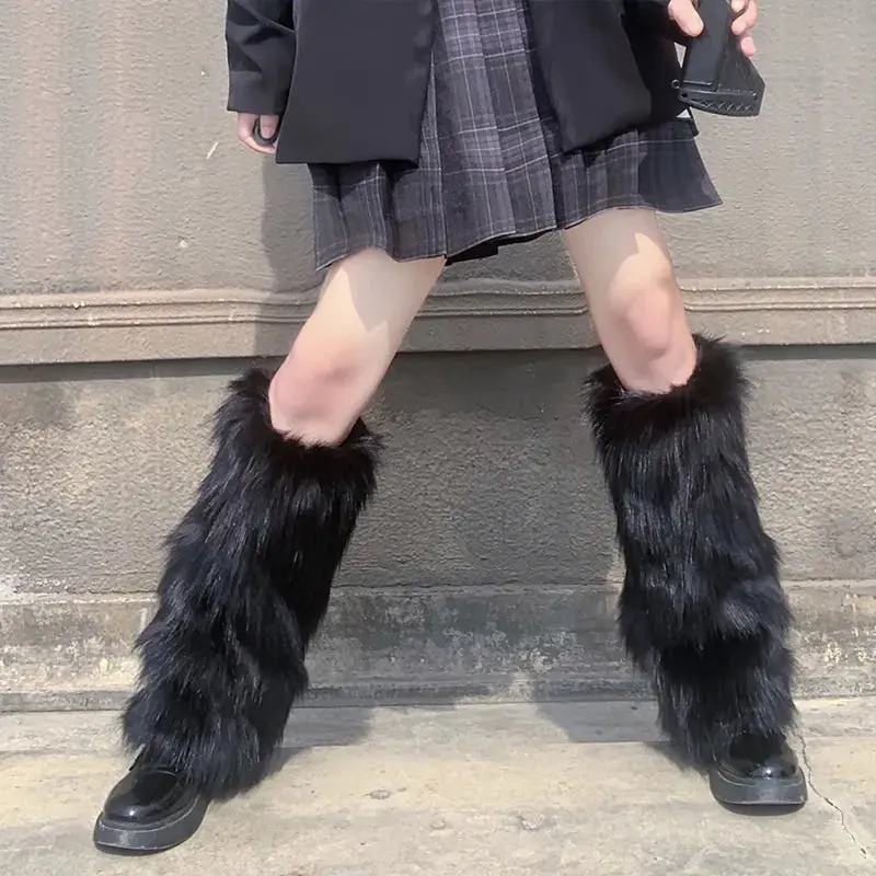 Women's Fashion Faux Fur Leg Warmers, Party-Ready Socks, Lady, Faux Fur Look