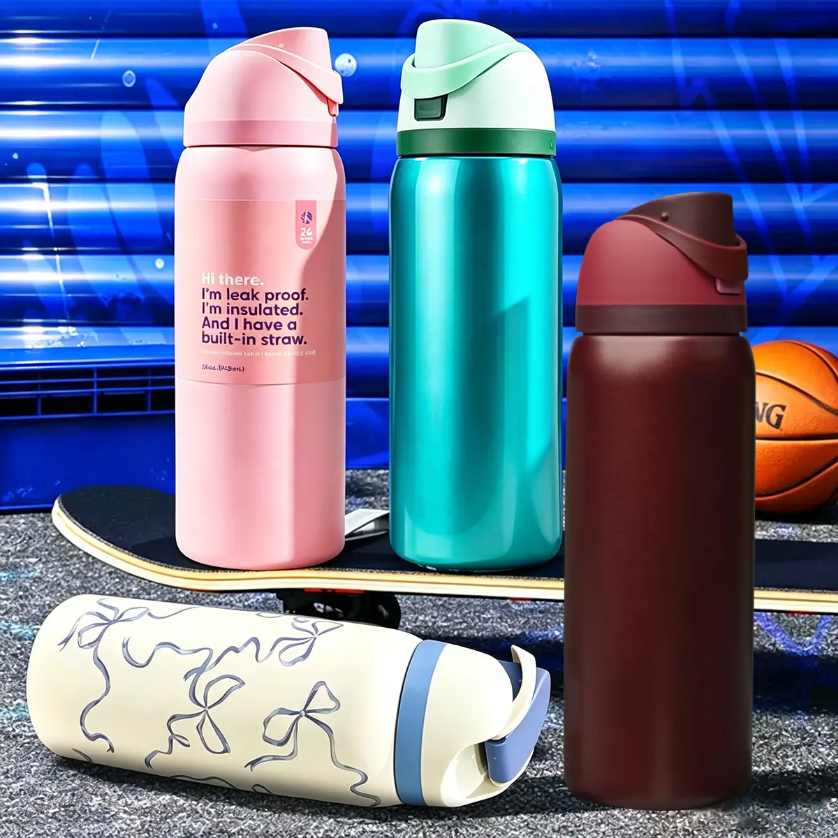 Available in Multiple Colors-OwaI04L Stainless Steel Insulated Sports Water Bottle with Straw–Double-Walled Vacuum Flask for Camping/Cycling,32oz/945 ml,100% Leak-Proof-Soccer Gear-Summerwins-camping accessories-Vacuum Flasks-reusable cup Drinkware Jugs