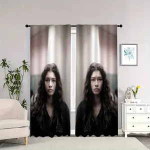 Curly-haired character in black clothing - interior curtains, blackout, heat-insulating, and soft, suitable for home décor.