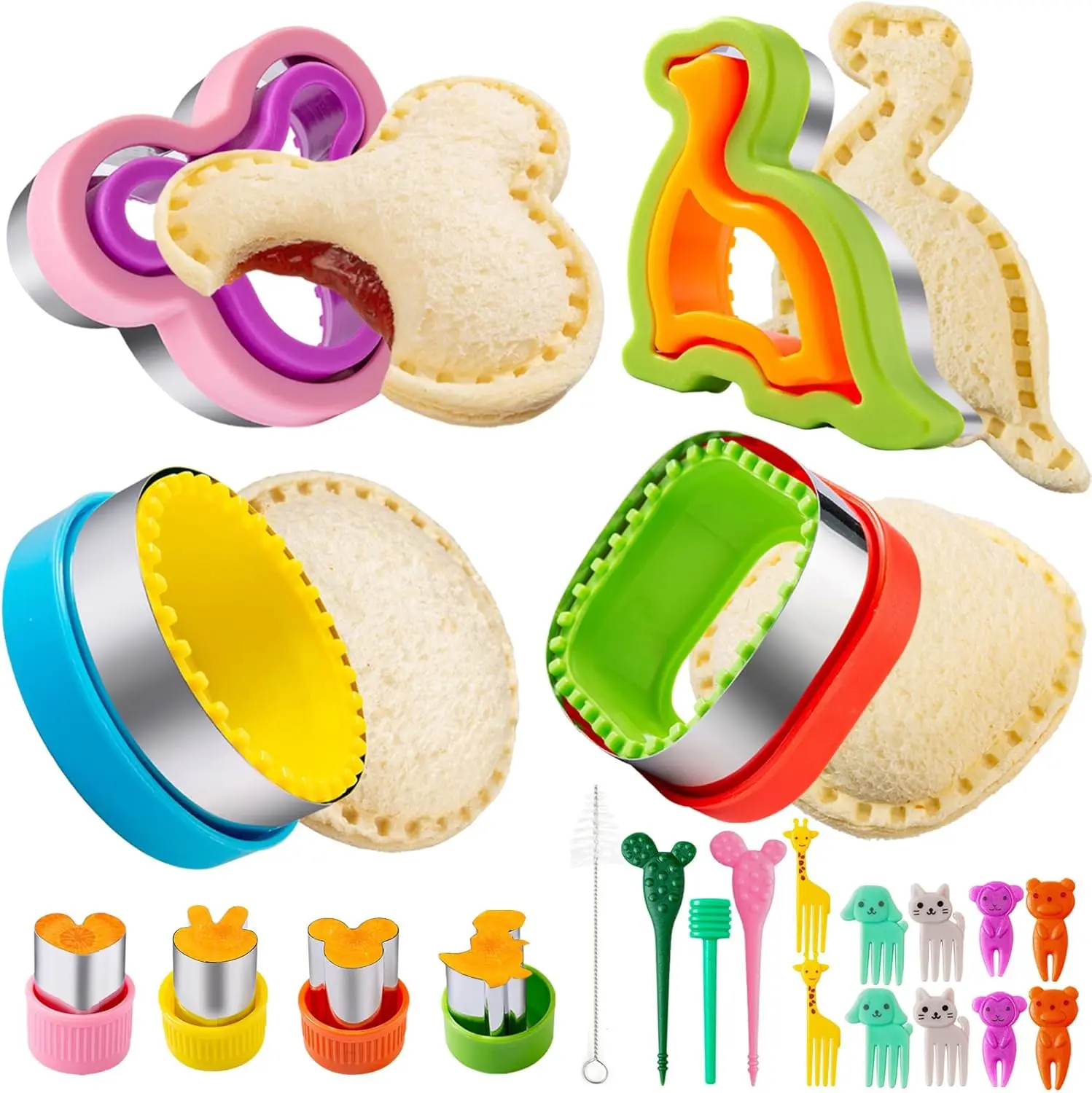 Sandwich Cutter and Sealer - Crustless Bakeware Kitchen Utensil, Kid-Focused Bento Box Lunch Accessory with Heart, Star, Unicorn, Dinosaur, Butterfly Shapes