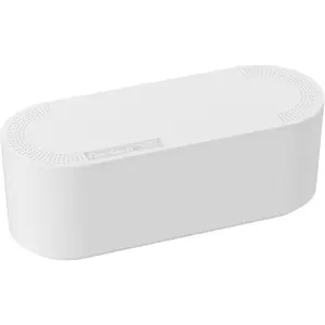 Cable Management Box, Power Strip Holder, Floor Outlet Hider, Desk Cord Organizer, Cover TV Wires, 12.75" (L) x 5" (W) x 4.5" (H), for use with Power Strips up to 10.5in Length-Small, White