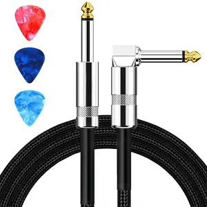 Guitar , Guitar Cord 6.6ft, AMP Cord for Bass & Electric Guitars/Keyboard/Mandolin, Pro Audio Instrument  (Right Angle to Straight, Black)