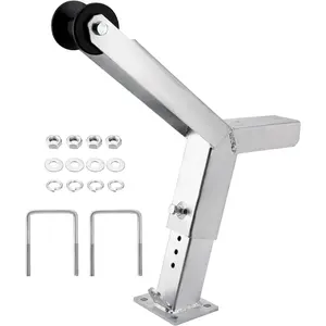 Garvee Adjustable Boat Trailer Winch Stand, Fits 3x4''Trailer Tongue, Hot-Dipped Galvanized Steel Winch Mount with Roller & U-Bolts
