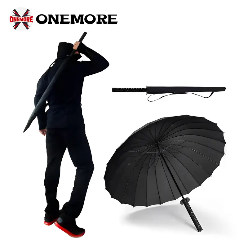 DKD Samurai Umbrella Metal Steel Windproof Semi-automatic Ninja Samurai Umbrella,Perfect Halloween gifts(24 Bone)