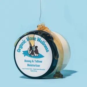 Organic Wave Wellness Honey & Tallow Moisturizer - 2 oz - With Grass-Fed and Grass-Finished Beef Tallow, Organic Beeswax, Organic Sweet Almond Oil & Organic Honey for Deep Hydration