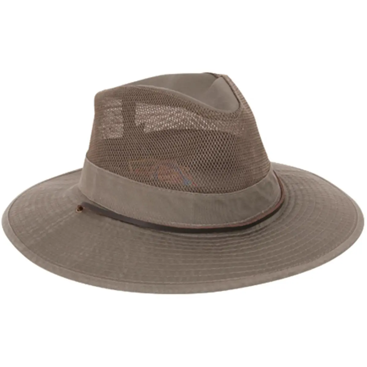 212 MAIN Casual Wide-Brim Western Big-Brim Safari Hat - Olive, Medium Size, Chin Strap, Mesh Sides, Wide-Brim Western Hats