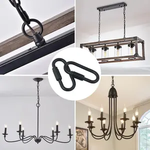 Quick Chain Links, Hook, Stainless Steel Keychain Links & Connectors Kit, Black Quick Link Thread Connector, D Shape Locking Chain Buckle & Carabiner for Outdoor, Gym, Hammock, Camping Equipment, Backpack, Pet Collar, Chandelier