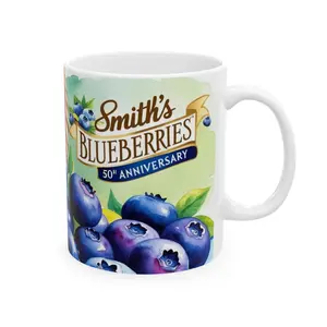 Hand-Painted Blueberry Ceramic Mug - Perfect for Nature Lovers & Coffee Enthusiasts