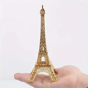 Eiffel Tower Statue Cast Iron Decorative Figurine, Home and Office Decoration, Indoor Outdoor Display, Multi-Functional Room Decor, 2 Pieces Set