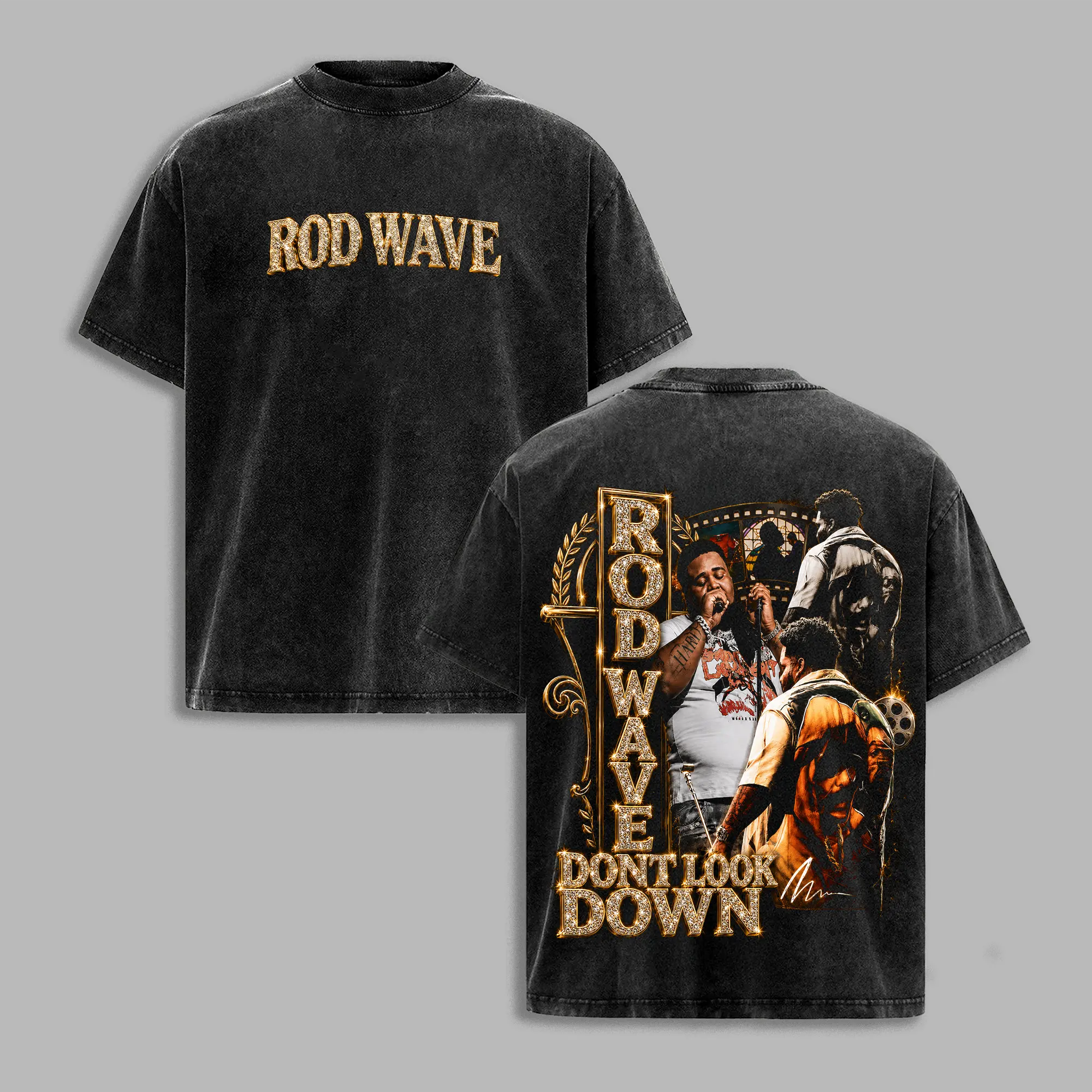 Rod Wave Don't Look Down Tour  Vintage Washed T-Shirt, Double Sided Rap Graphic Tee, Hip Hop Concert Shirt, Streetwear Oversized Unisex Tee, Music Fan Gift, RodWave, DontLookDown, RodWaveTour, HipHop, RapMusic, HipHopCulture, RetroTee