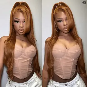 Hot Star Ginger Color Body Wave 13x6 Lace Front Wig 180% Density Straight Wig