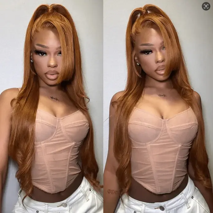 Hot Star Ginger Color Body Wave 13x6 Lace Front Wig 180% Density Straight Wig