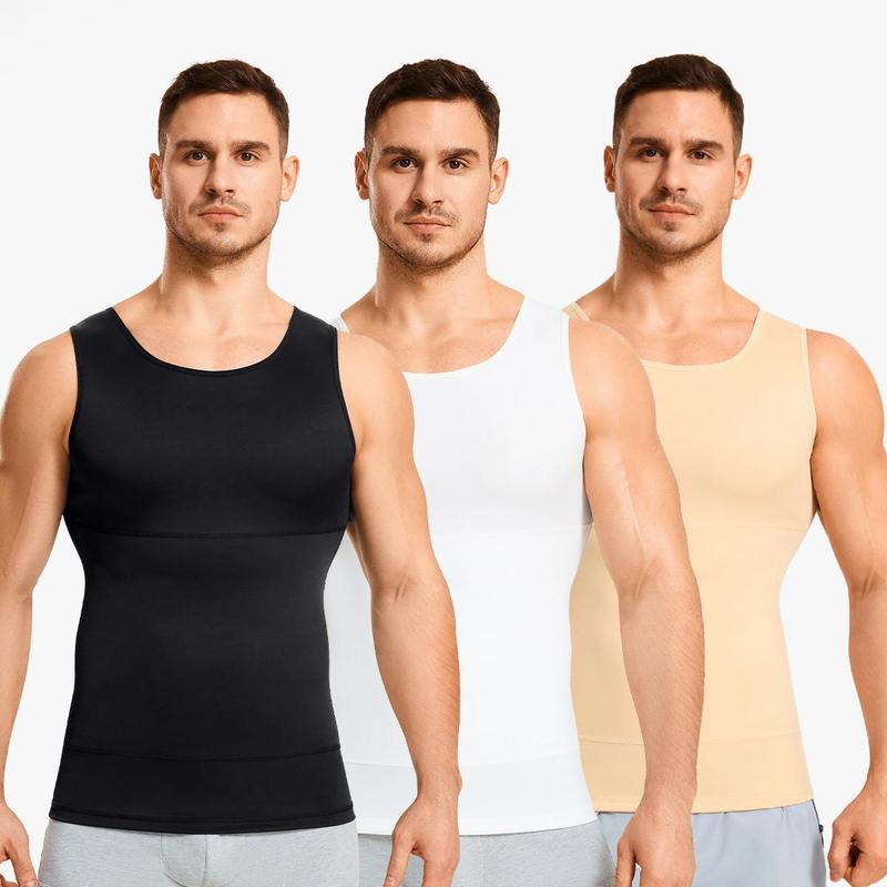Nebility Men's Sleeveless Crew Neck Belly Compression Tank Activewear Menswear Tank Top Straps Undershirt Menswear
