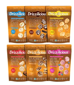 Drizzilicious Mini Rice Cakes Variety Pack, Assorted Crispy Rice Snacks, Gluten Free Rice Crisps, Sweet Snack Variety Box, 6-Pack