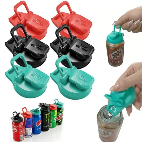 Flybok 6-Pack Dual Function Lid - 2-in-1 Soda Can Openers & Protectors, BPA-Free Leak Proof Home Supplies Splash Guards for Beer, Camping