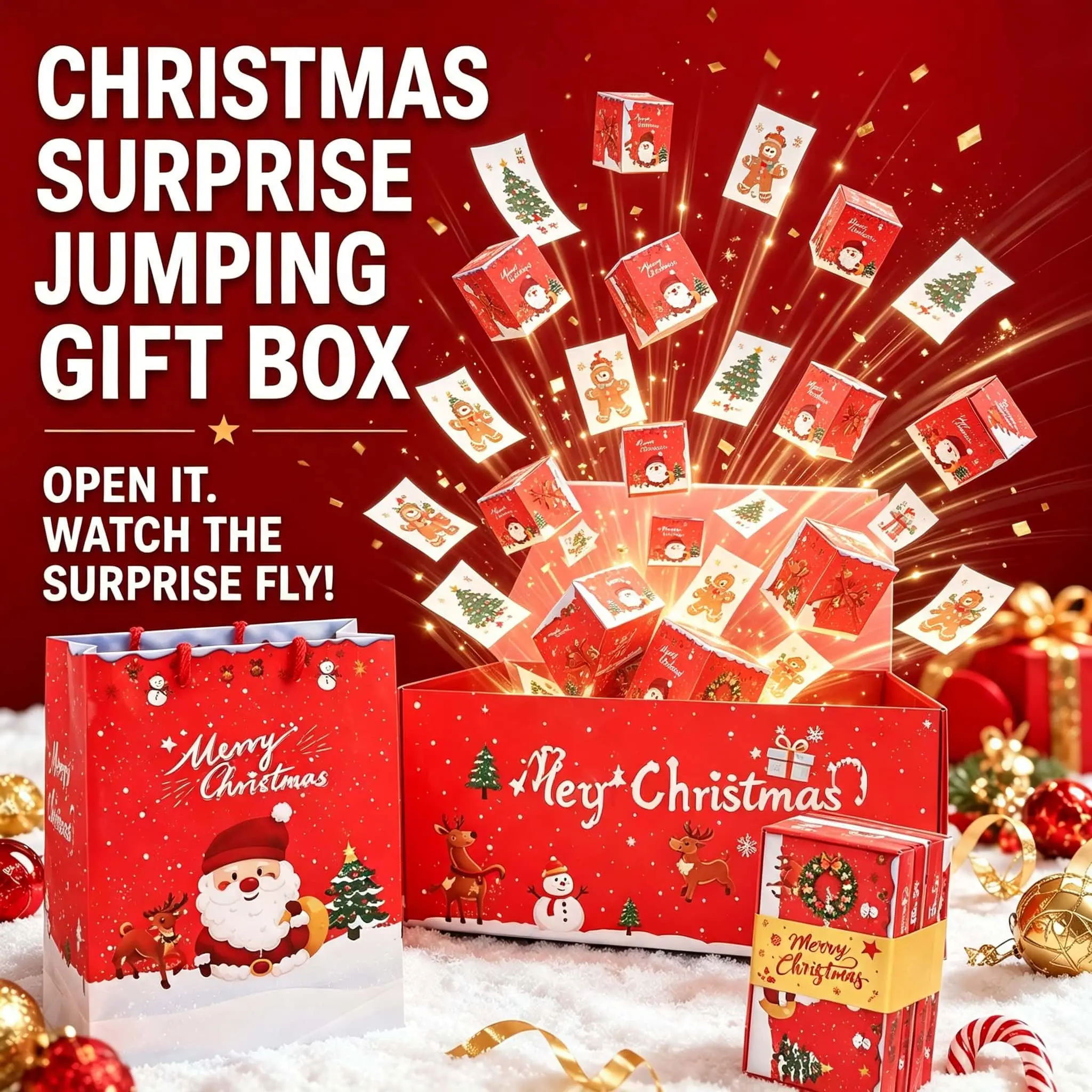 2027 Surprise Gift Box Explosion for Mone Photos & Other Small Gifts Gift Wrapping, Unique Folding Bouncing Red Envelope Gift Box , Cash Explosion Luxury Gift Box for Christmas Day-MM