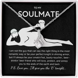 To My Soulmate Necklace For Women, Funny Gifts Girlfriend, Personalized Christmas Presents Best Birthday Meaningful Gift Ideas Wife, Women Romantic Jewelry Her Anniversary (Standard Box, Black)
