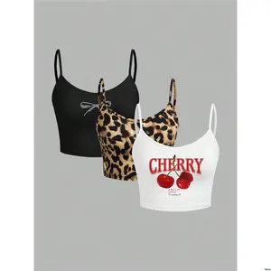 Bow Everyday Fashion Minimalist Women For Tops Camisole Knit tiktok EZwear Multicolor Casual Wear Tie