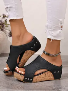 Women Sporty Sandals with Thick Wedge Sole Breathable Mesh Design Lightweight Comfortable Summer Walking Shoes