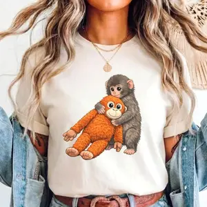 Punch Monkey Inspired Tee, Comfort Colors® Shirt, Baby Monkey Hugging Plush Toy Shirt, Monkey With Stuffed Animal, Cute Baby Monkey Graphic, Viral Monkey Gift