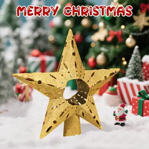 Gold Glitter Christmas Tree Topper - Large Premium Tree Top Decor with Glittering Effect, Easy to Install for Xmas Tree, Christmas Ornaments, Christmas Decorations for Home Indoor, Perfect Christmas Gift for Family ,Gold