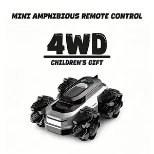 BRRRRT Amphibious Remote Control Car 4WD WaterproofRC Vehicle 360°Rotation RC Truck Stunt Car 2.4 GHzRemote Control Boat for 5-12 Kids Girls Boys Gift AllTerrain Water Beach Pool Toy