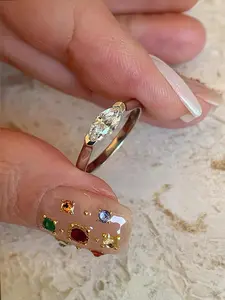 Elegant Synthetic Moissanite Ring for Women, Moissanite Engagement Ring, Rectangular Cut Zircon Gemstone Jewelry Gift, Perfect for Daily Wear & Birthdays