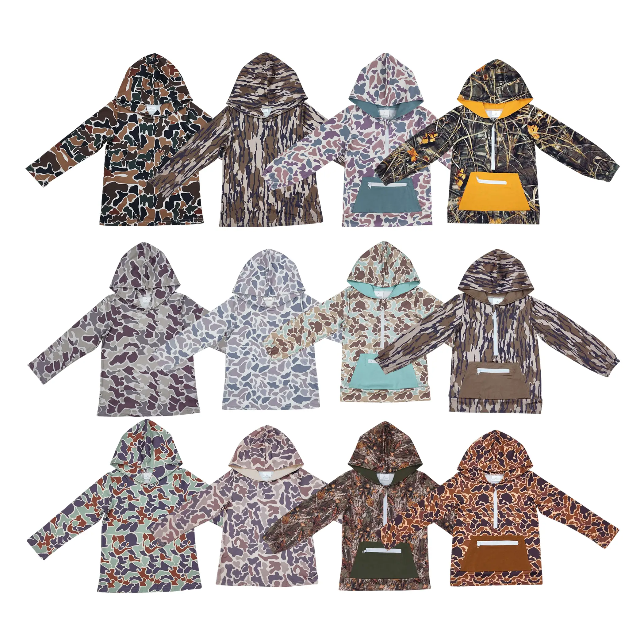 Long Sleeve Hunting Camo Kids Boy Hoodies Top Toddler Colthing