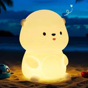 OkiyiD Sea Otter Night Light for Babies & Teens, 8 Color Silicone Nightlights, BPA-Free, 15-Hour Battery, Perfect Christmas & Birthday Gift for Kids & Toddlers