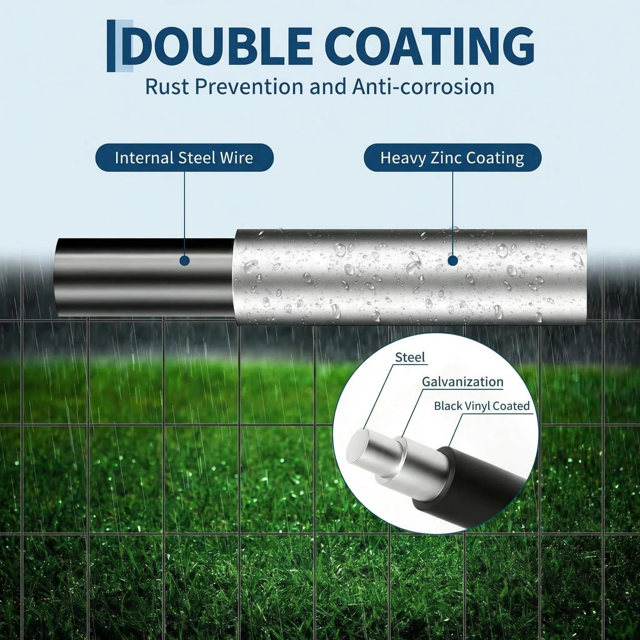 [ FLASH SALE ] Garvee Black PVC Coated Welded Wire Fence 16GA 2"x3" Anti-Rust Durable Vinyl Coating 24"x60' Roll for Yard Garden Poultry Protection