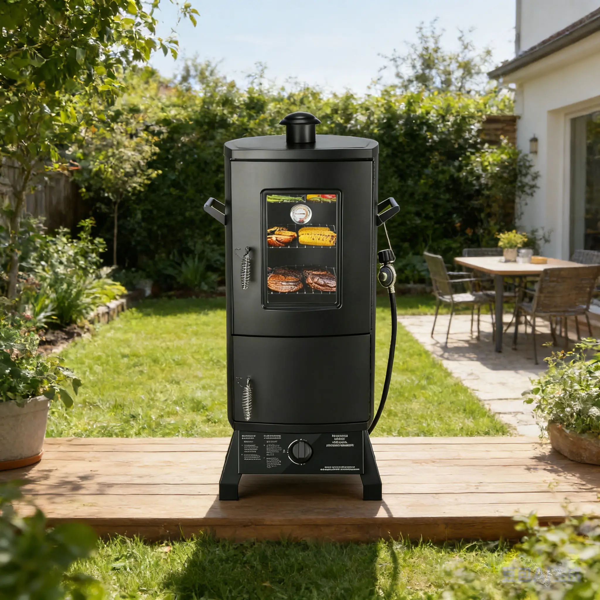 MAISON BACKYARDS Vertical Barbecue Smoker Set with Cover, Grills, 3 Removable Shelves, Temperature Control, Sturdy Alloy Steel Construction tiktokshopspringglowup
