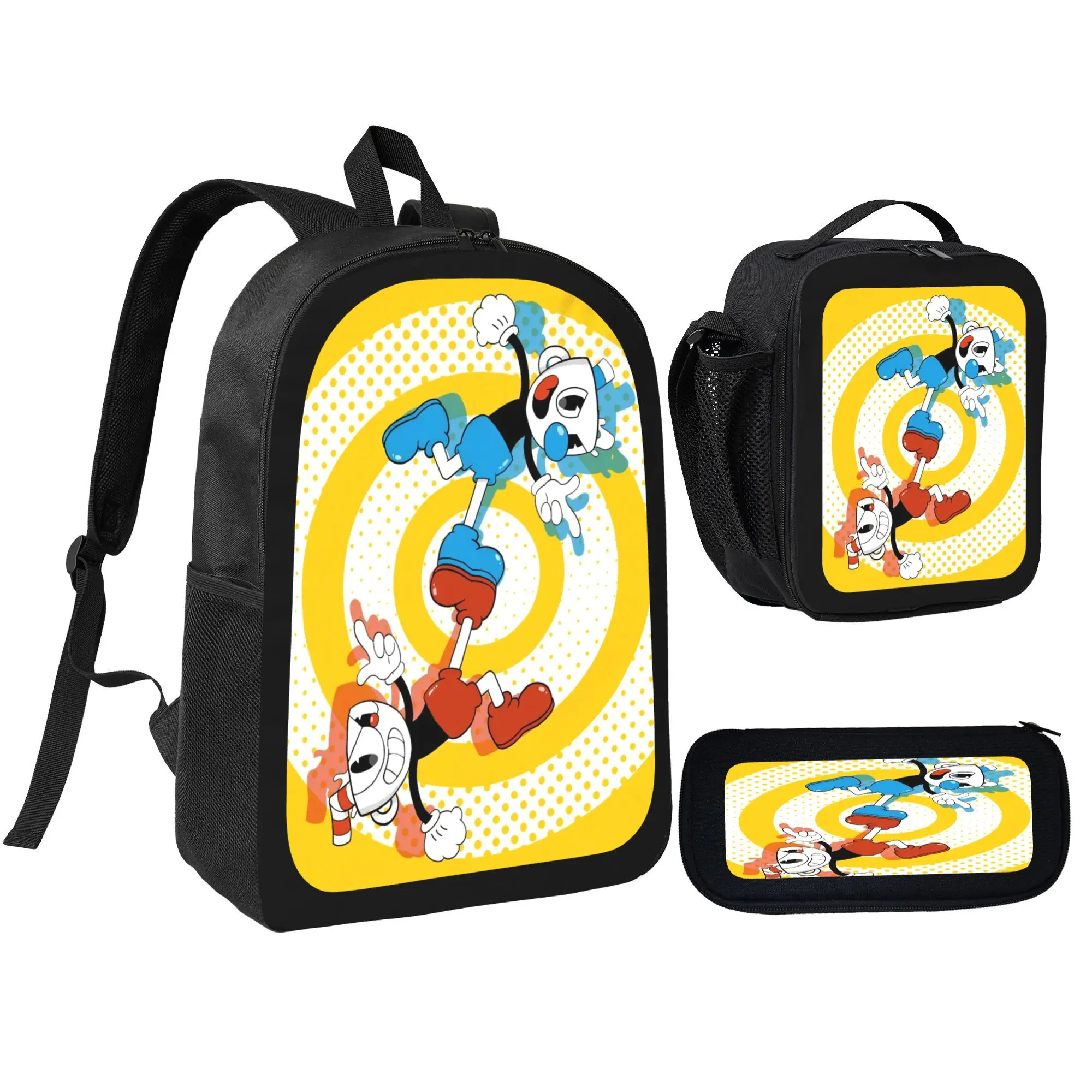 Cuphead 3-Piece Backpack Set, Functional Luggage & Bags for Daily Use