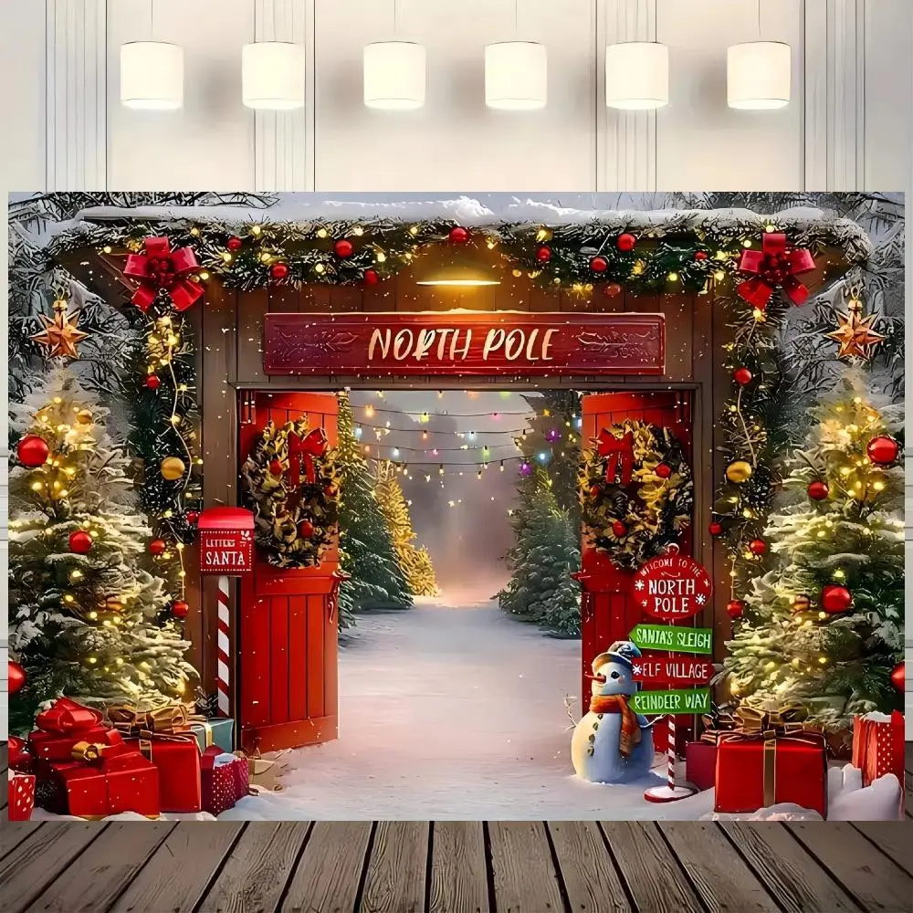 Christmas Snowman Pattern Backdrop, 1 Count Christmas Party Decoration, Home Decoration, Wall Decoration, Indoor and Outdoor Decoration, Photography Background, Banners, Party Decorations Banners