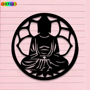 1pc Avant - Garde Meditating Buddha Metal Wall Art, Avant - Garde Meditating Buddha Statue Mural, Iron Craft, Perfect for Living Room, Lounge, Outdoor Space Decor, Highquality Engraving, Artistic Metalwork, New Year Decor, Ideal Gift for Trend Seekers