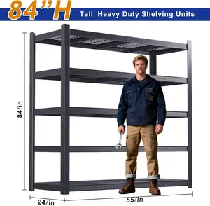 5-Tier Heavy Duty Durable Metal Storage Shelf Unit (Above 25 kg Per Tier Equivalent), 3050 LBS Total Load, 84" Tall Adjustable Organizer Rack for Garage, Workshop (Tool Storage Compatible)
