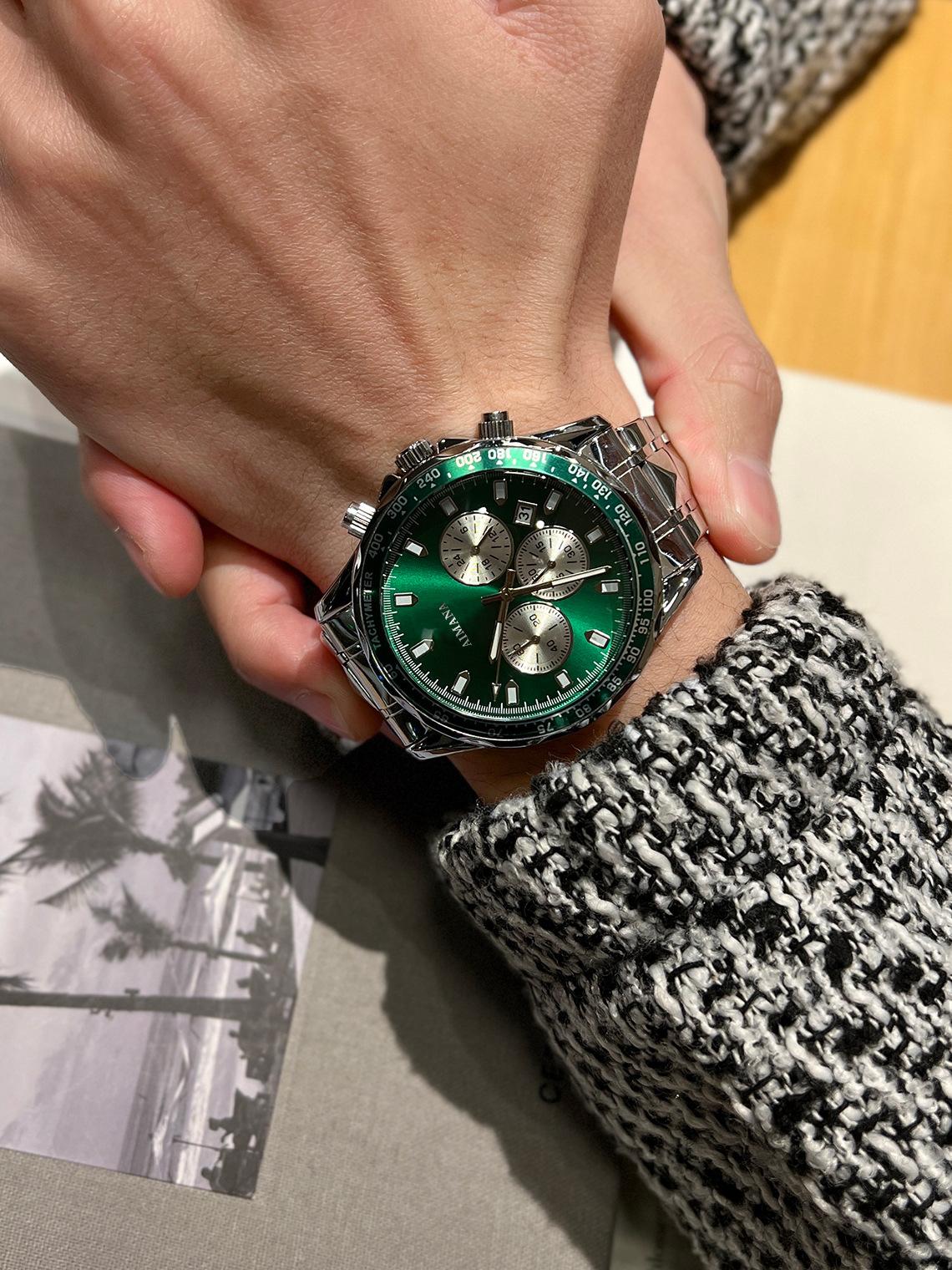 Swiss Luxury Men's Multifunctional Watch - Luminous Quartz Wristwatch with Premium Steel Band, Waterproof Business Style