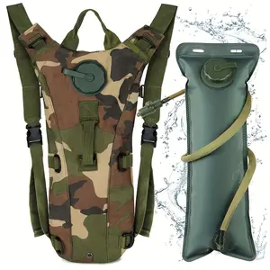 1pc Camouflage Hydration Pack With 3L Water Bladder, 17.7"" High Water Bag Backpack - Comfortable Design With Sternum Strap & D-Shaped Buckles - For Hiking, Biking, Running, Walking, Climbing - Suitable for Outdoor Enthusiasts - Great Gift for Adventurer