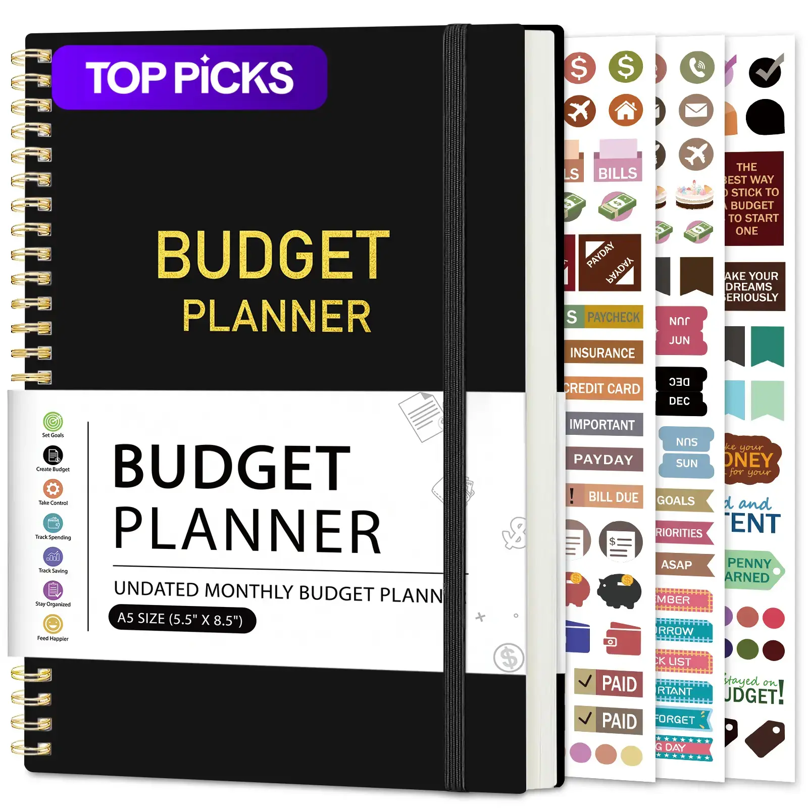 A5 Monthly Budget Financial Planner and Expense Tracker Notebook, Undated Bill Organizer and Finance Planner for Money Management, Office Stationery #GLOBAL PICKS