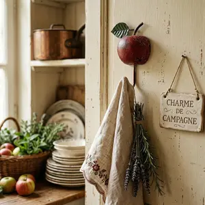 Vintage Cast Iron Apple Hook, Farmhouse Style Key Holder, Kitchen Towel Hanger, Wall Decorative Hooks, Rustic Home Decoration