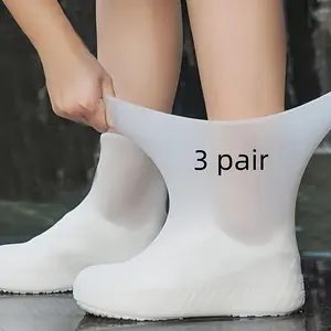 Reusable Waterproof Latex Cover for Rain Boots, 3 Pairs Durable Boots Cover, Boots Protector, Shoe Covers, Home Supplies