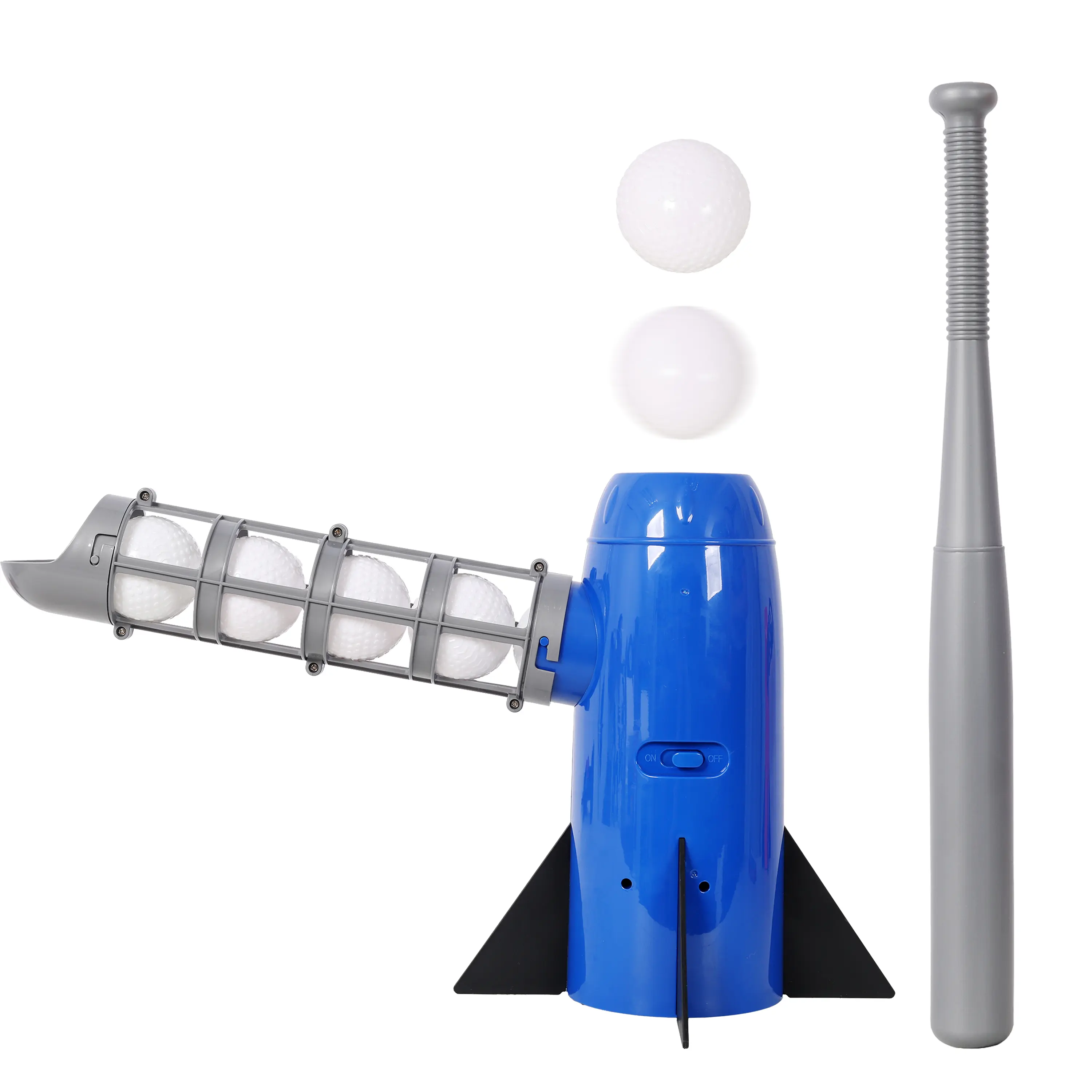 Unisex Plastic Compact Baseball Pitching Machine, Auto Launcher for Kids Ages 5+, Includes 5 Practice Balls, Great for Beginner Backyard Hitting Training & Hand-Eye Coordination Development