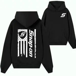 Snap-on "S Wrench" Vertical Flag Black Hoodie – Patriotic Distressed American Flag Graphic Sweatshirt, Modern Shop Wear for Automotive Professionals.