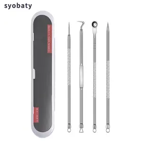 4pcs/set Blackhead Remover Tool With Storage Case, Portable Acne Removal Kit, Comedo Pimple Blemish Remover, Facial Care Tool, Skin Care Tools For Men And Women, Valentine's Day Gift for Men, Skincare Tools, Trending Products