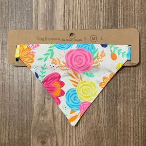 Personalized Handmade Dog Bandana - Colorful Floral Pattern - Easy Slip-On Elastic - Available in 4 Sizes!