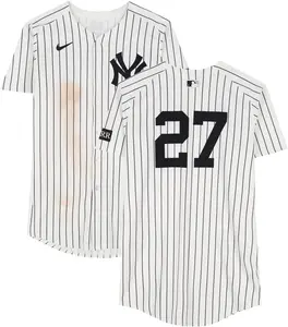Giancarlo Stanton New York Yankees Game-Used #27 White Pinstripe Jersey vs. Toronto Blue Jays on October 8, 2025 - Fanatics Authentic Certified