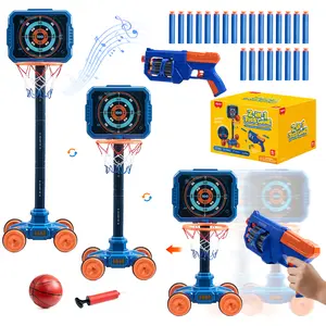 Joycat Sport Toys, 2-in-1 Shooting & Basketball Toy for Kids, Adjustable Height Auto-Moving Shooting Target with Music, Outdoor Indoor Game Compatible with Nerf Gun for Kids, Birthday Chrisrmas Gifts for Boys