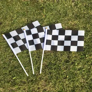 10pcs/set Black And White Racing Flags, Checkered Hand Held Flags for Racing Party Decorations, Decorating for Sporting Events, Racing Themed Parties, Birthday Parties, Soccer Chanting Cheering Flags，party decoration